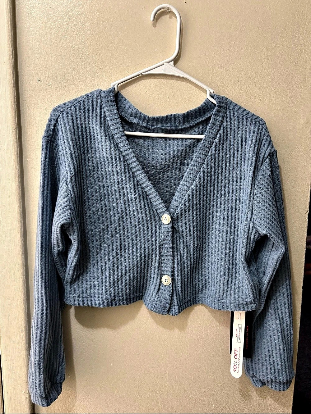 Rag & Bone Ribbed Cropped Cardigan in Blue NWT